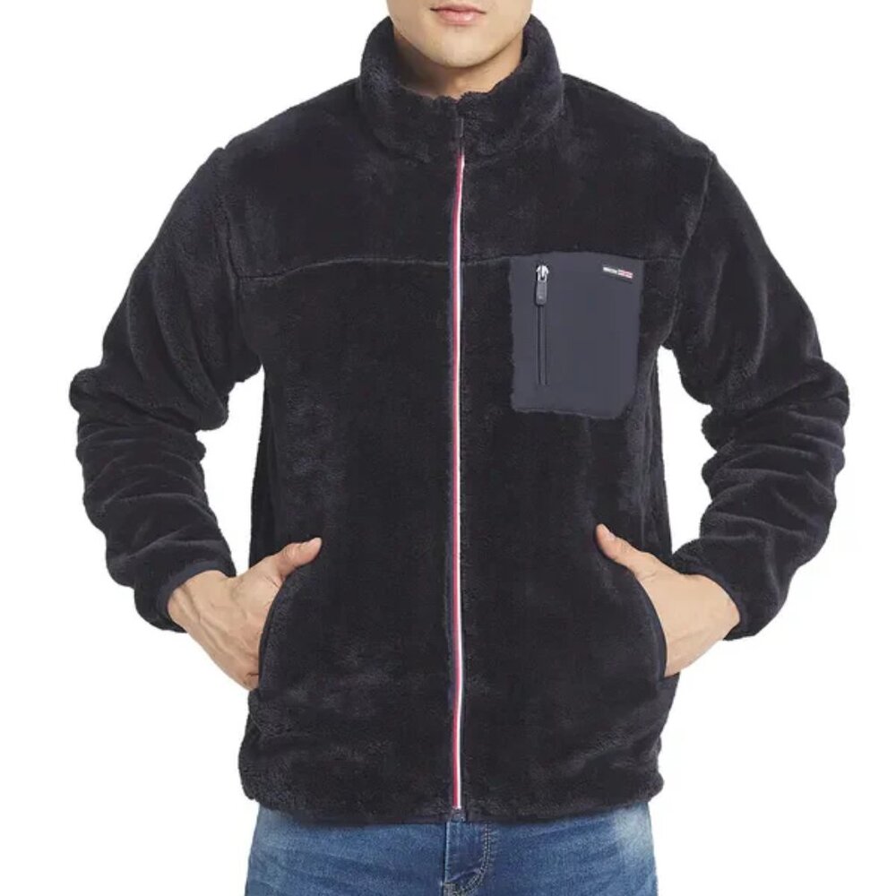 Octave Men Fuzzy Teddy Jacket | Navy (but look black)